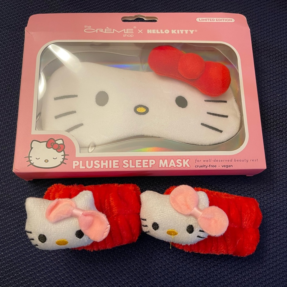 Hello Kitty Plushie Sleep Mask and Spa Wristbands Set
